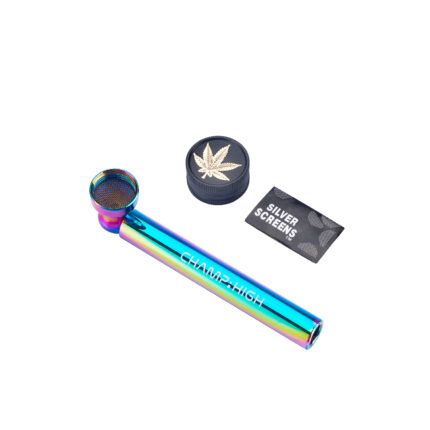 Pipeta Champ High Rainbow de cristal con grinder y rejilla