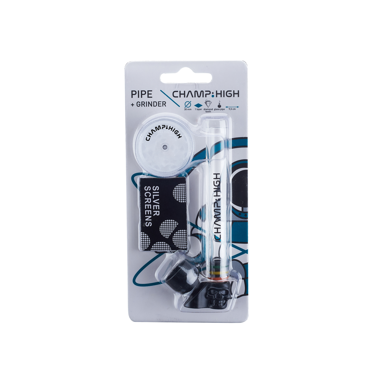 Pipeta Champ High Skull de cristal con grinder Pipeta Champ High Skull de cristal con grinder